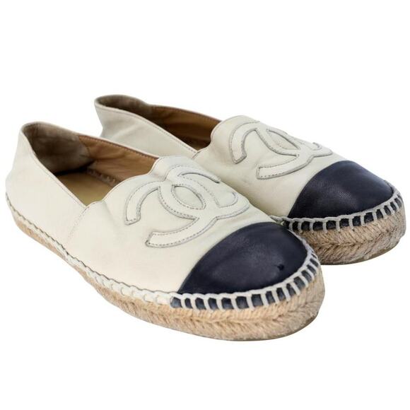 Chanel Espadrille 36 Leather Cap Toe Flats CC-S0225P-0001 - Picture 5 of 11